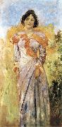Max Klinger Portait of Elsa Asenijeff outdoors oil painting